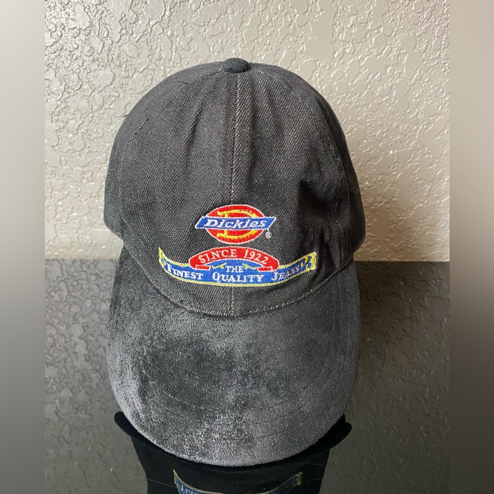 Vintage 90's Dickies Raw Denim Snapback Hat Cap Dark Indigo Retro Workwear